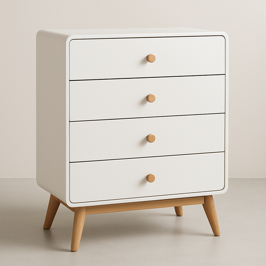 Commode quatre tiroirs blanc bois clair moderne