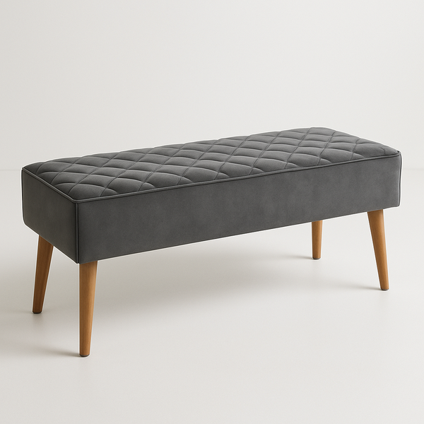 Banc 120x40x45 cm Gris Foncé Banc Rectangulaire Simili Cuir Bois