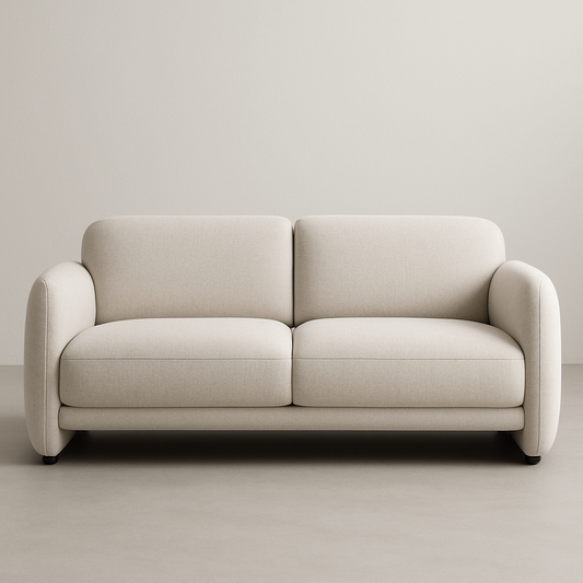 Canapé 2 places tissu beige arrondi 210cm