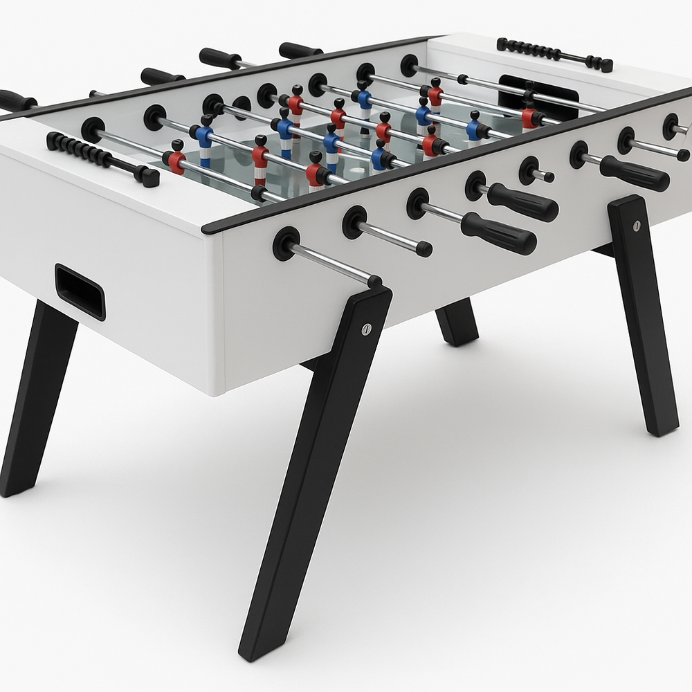 Table de baby-foot blanche en bois rectangulaire