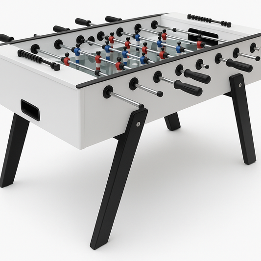 Table de baby-foot blanche en bois rectangulaire