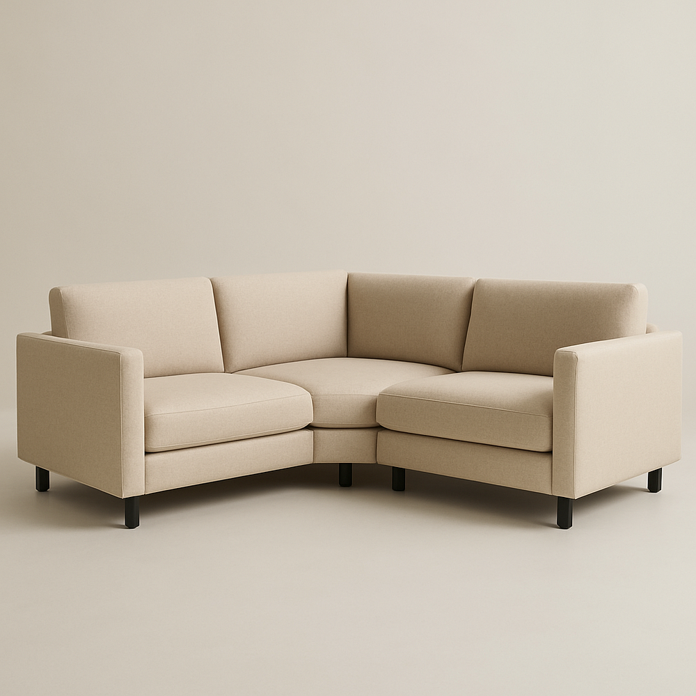 Canapé d'angle 3 places tissu beige contemporain