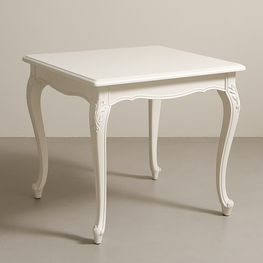 Table Carrée en Bois Style Classique Blanc