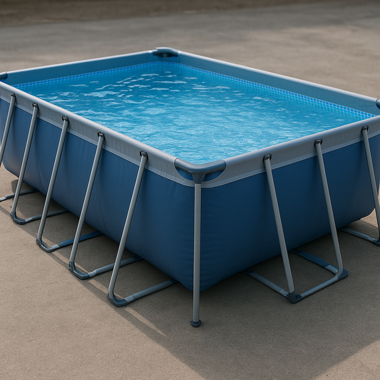 Piscine tubulaire acier PVC rectangulaire 4x2,1x1m structure robuste Bleu