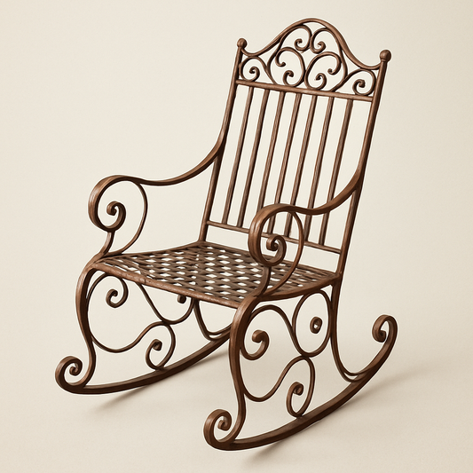 Fauteuil à bascule en fer forgé marron classique 100x60x90 cm