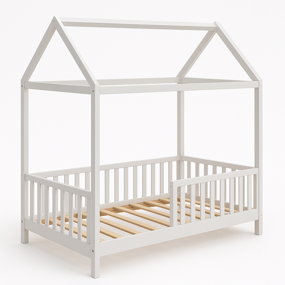 Lit cabane pour enfant en bois de pin blanc 90x200 cm