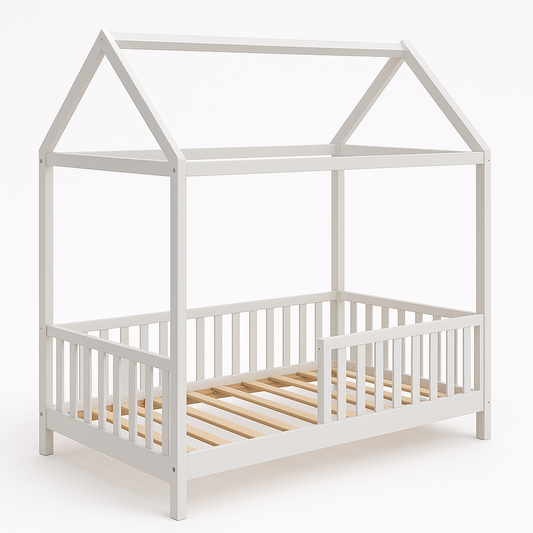 Lit cabane pour enfant en bois de pin blanc 90x200 cm