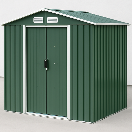 Abri de jardin métallique vert 2.6m² acier 202x132x186cm