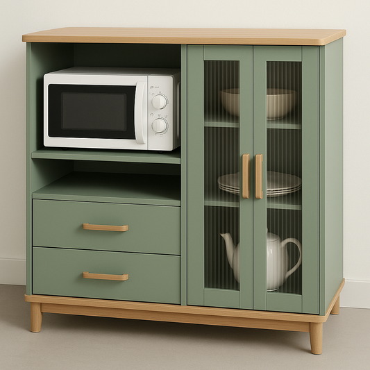 Buffet en Bois avec Tiroirs Vert/Bois
