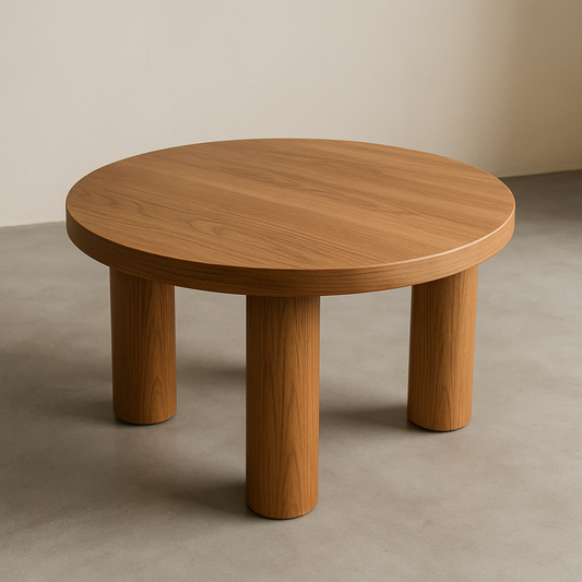 Table basse ronde en bois chêne diamètre 80 cm