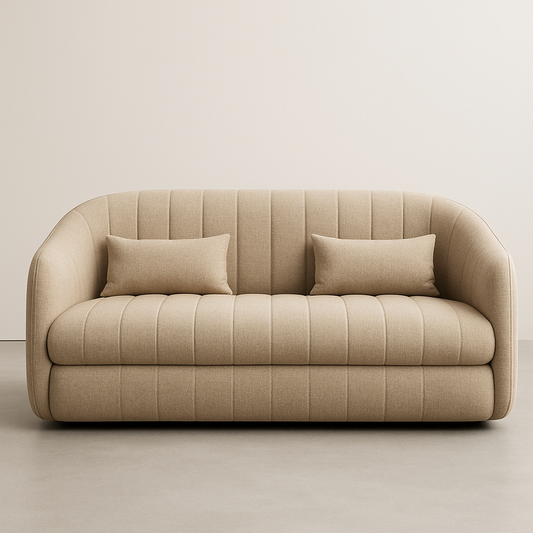 Canapé 2 places beige en tissu rembourré