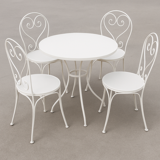 Ensemble de salle à manger extérieure 5 pièces en métal blanc